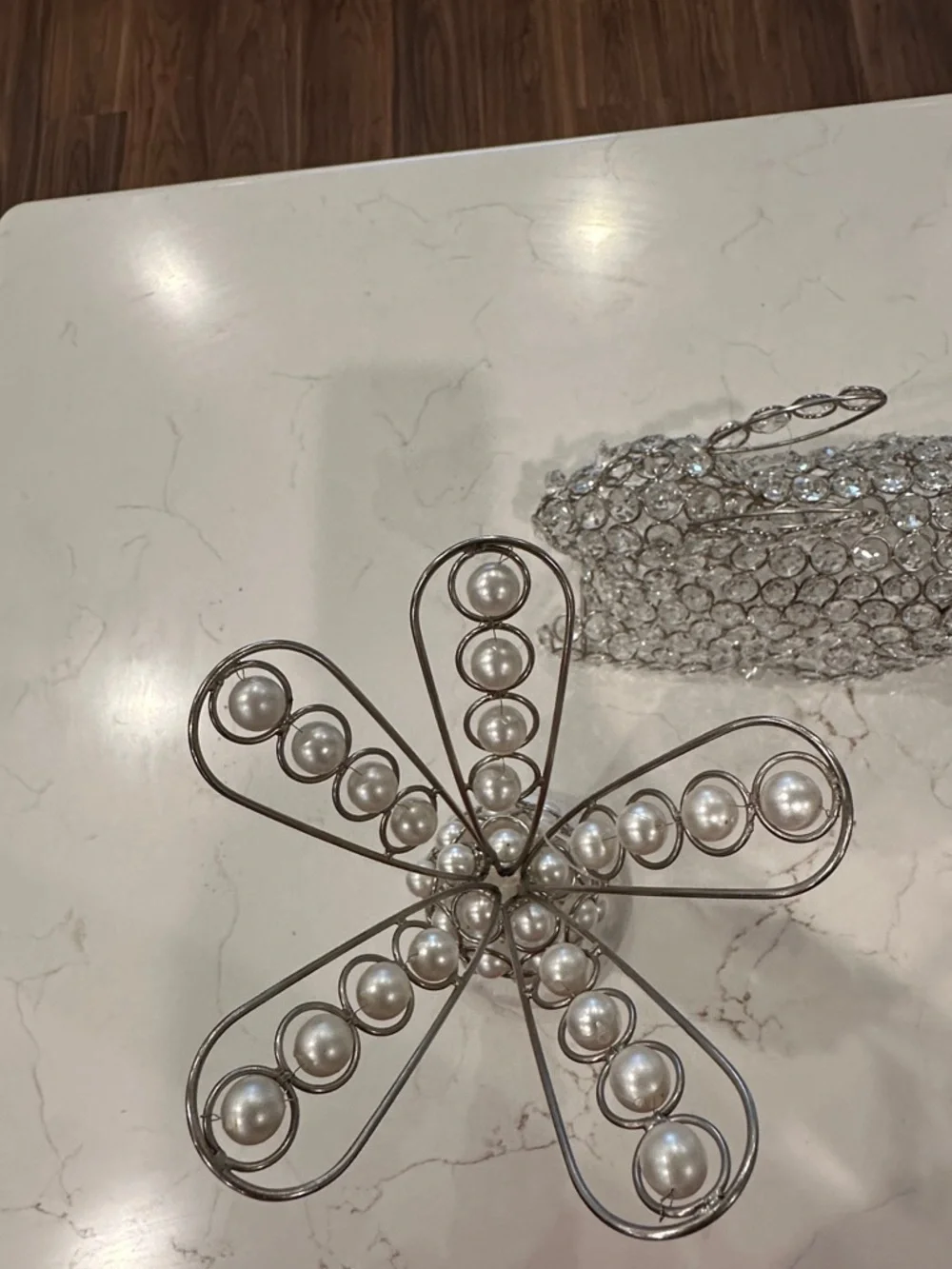 Rachel Zoe Easter Carrot Spring Elegant Silver Pearl and Marble Decor Piece